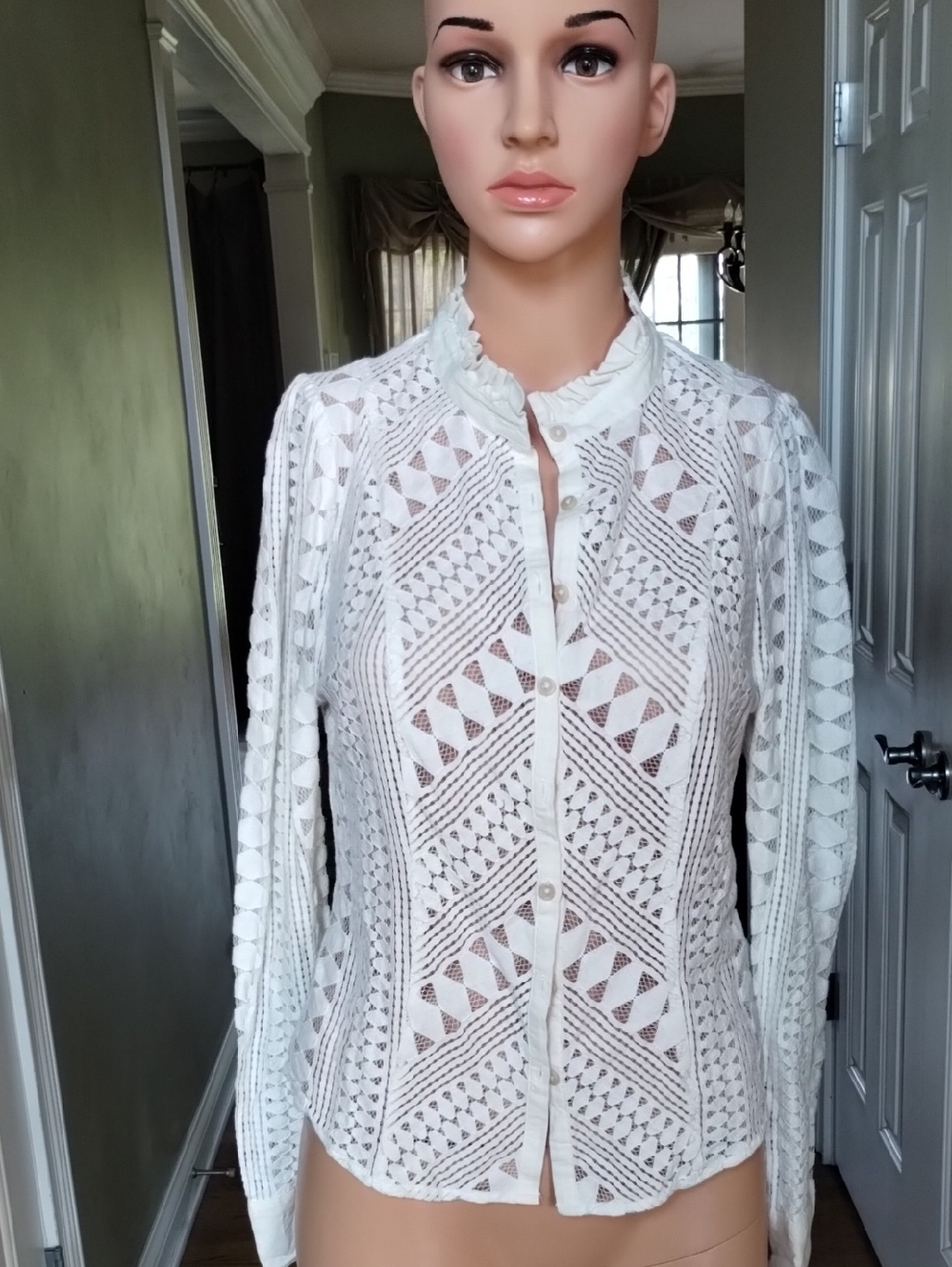 Crochet Button-Front Anthropologie Top